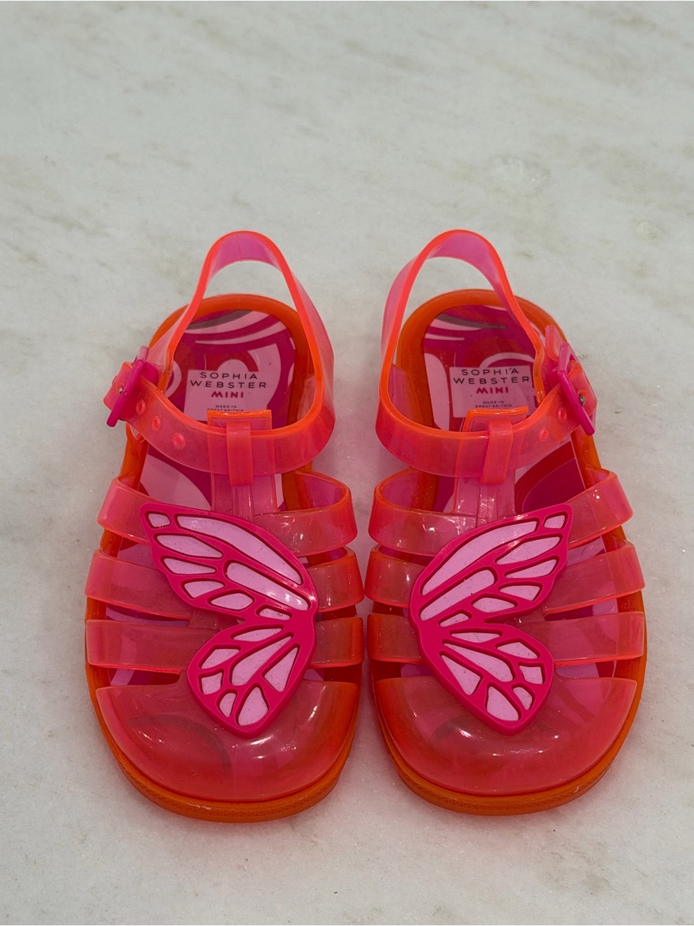 Sophia Webster Kids' Neon Pink & Orange Butterfly Jelly Sandals